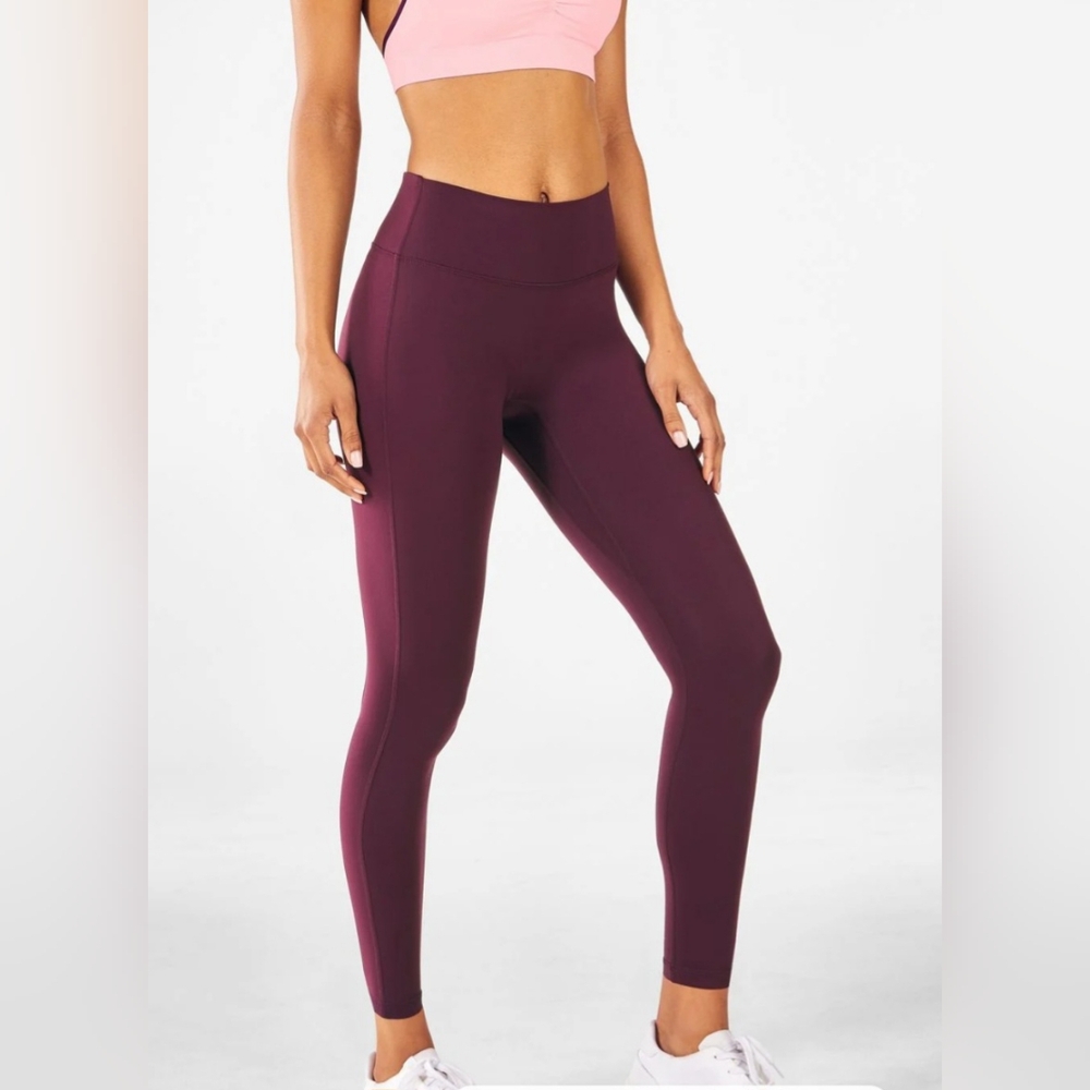 Fabletics Motion365 Burgundy  High-Waisted Leggings, Size Medium